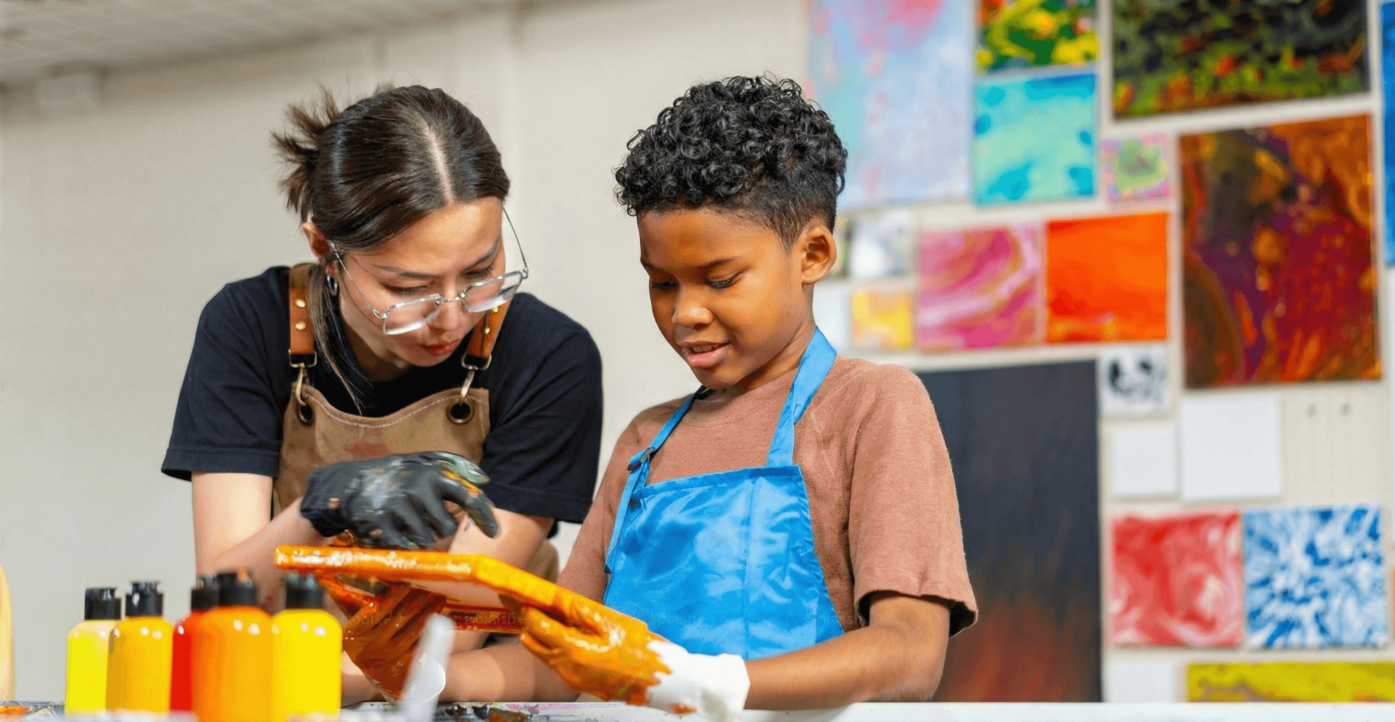 Students working on portfolio projects